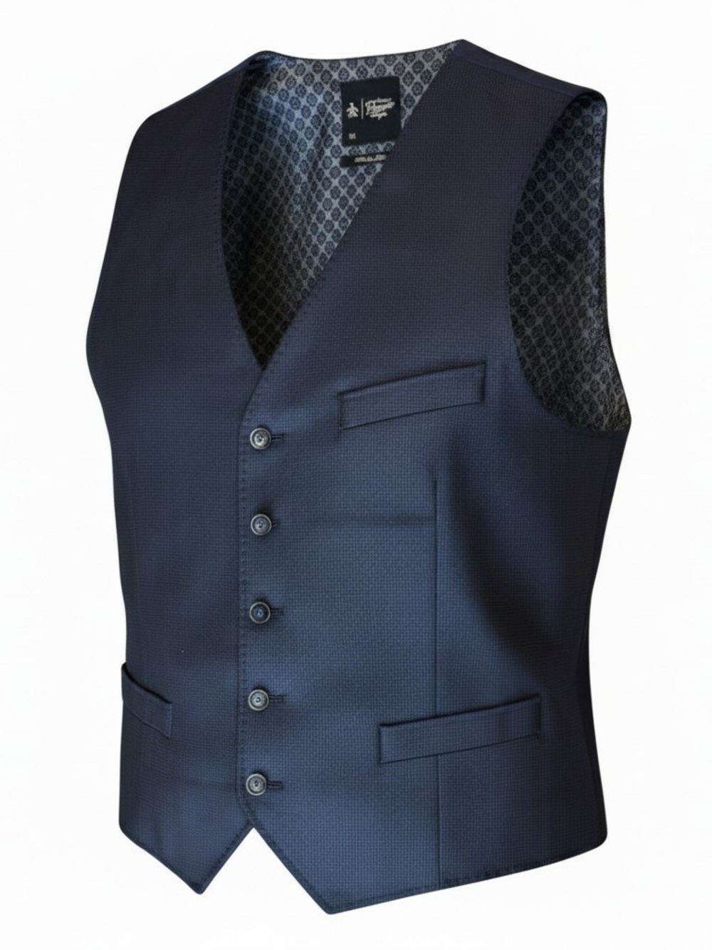 Original Penguin Size M Men's Dark Navy Textured Waistcoat Vest